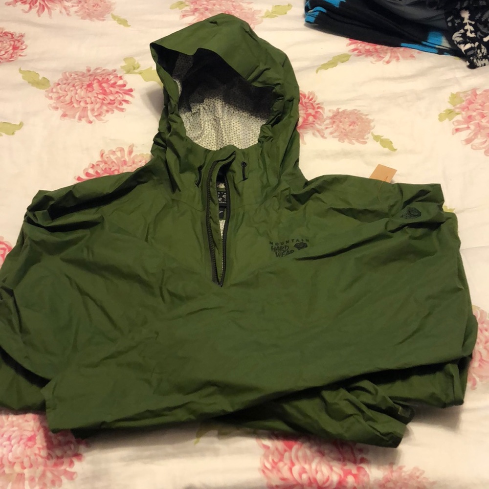 Olive green mountain Hard Wear rain jacket